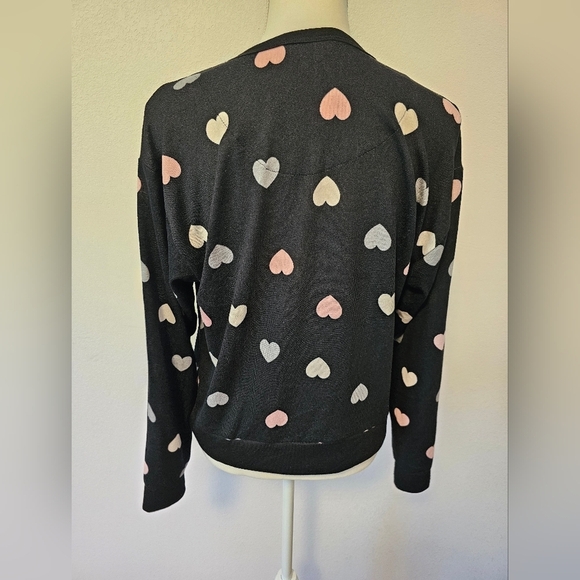 Rachel Roy Black w/ Pink, Grey Hearts Sweater Women's Size Small NWOT - Picture 4 of 9
